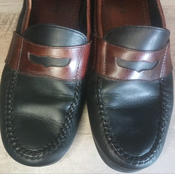 Sperry Mens Leather Penny Loafers 10.5 Black Brown Business Academia Old Money - Picture 5 of 11